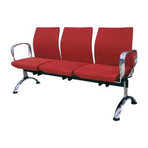 Longarina 3 lugares com base cromada com braco