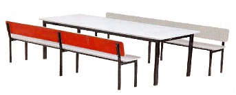 Mesa de Refeitrio Infantil com encosto