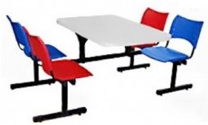 mesa refeitorio com cadeira plastica iso